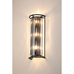 Guilford 57cm Tall Wall Lamp, 3 x E14, Satin Black / Clear - thumbnail 3