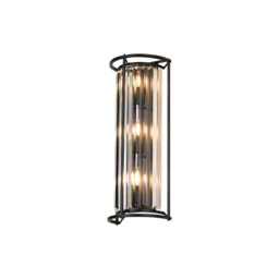 Guilford 57cm Tall Wall Lamp, 3 x E14, Satin Black / Clear - thumbnail 1