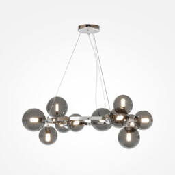 Maytoni Dallas Modern 1 Globe Pendant Ceiling Light Chrome, Smoky Shade, G9