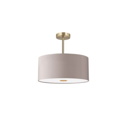 Baymont Antique Brass 3 Light E27 Semi Flush With 40cm x 18cm Faux Silk Shade, Grey/White Laminate - thumbnail 5