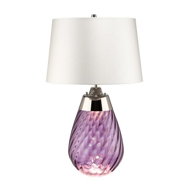 Lena 2 Light Small Plum Table Lamp with Off-white Shade, Plum-tinted Glass , Off-White Shade, E27 - image 1