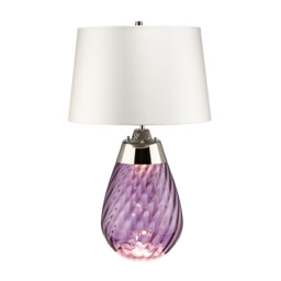 Lena 2 Light Small Plum Table Lamp with Off-white Shade, Plum-tinted Glass , Off-White Shade, E27