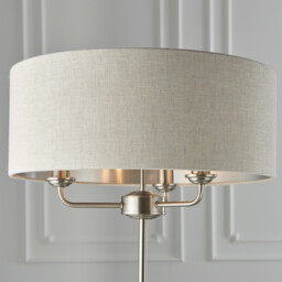 Highclere Base & Shade Floor Lamp Brushed Chrome Plate, Natural Linen - thumbnail 5