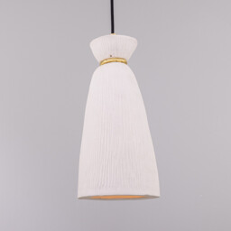 Parva Bathroom Pendant Matte White Striped, Satin Brass, IP44