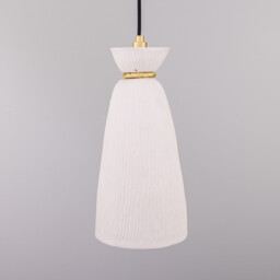 Parva Bathroom Pendant Matte White Striped, Satin Brass, IP44 - thumbnail 2