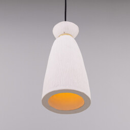 Parva Bathroom Pendant Matte White Striped, Satin Brass, IP44 - thumbnail 5