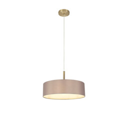 Baymont Antique Brass 5 Light E27 Single Pendant, With 45cm x 15cm Faux Silk Shade, Grey - thumbnail 5