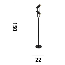 Telescope 2 Light Floor Lamp Matt Black, GU10 - thumbnail 5