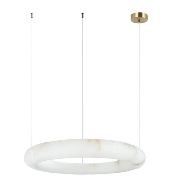 Mandra 49cm Pendant Ceiling Light Brass-Natural Alabaster LED 3000K Dimmable - image 1