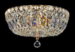 Basfor Semi Flush Ceiling Lamp Gold Antique & Crystal, 3 Light, E14 - thumbnail 2