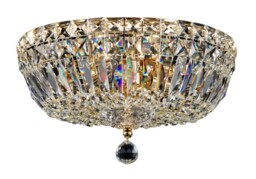 Basfor Semi Flush Ceiling Lamp Gold Antique & Crystal, 3 Light, E14 - thumbnail 1