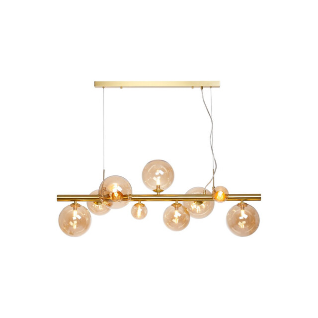 Marshall Linear Ceiling Pendant, 9 Light G9, Satin Gold, Amber Plated Glass - image 1