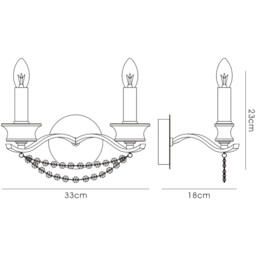 Nydia Wall Lamp 2 Light E14 Polished Chrome/Crystal - thumbnail 5
