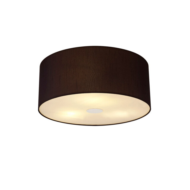 Baymont Polished Chrome 3 Light E27 Flush Ceiling With 50cm x 20cm Faux Silk Shade, Black/White Laminate - image 1