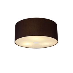 Baymont Polished Chrome 3 Light E27 Flush Ceiling With 50cm x 20cm Faux Silk Shade, Black/White Laminate