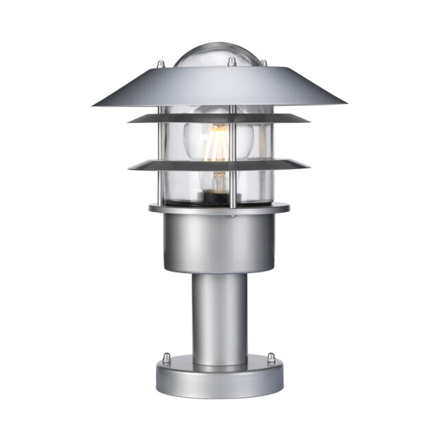 Helsingor 1 Light Outdoor Pedestal Lantern Silver, 304 Ss IP44, E27 - image 1
