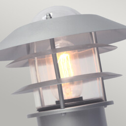 Helsingor 1 Light Outdoor Pedestal Lantern Silver, 304 Ss IP44, E27 - thumbnail 2