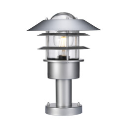 Helsingor 1 Light Outdoor Pedestal Lantern Silver, 304 Ss IP44, E27 - thumbnail 1