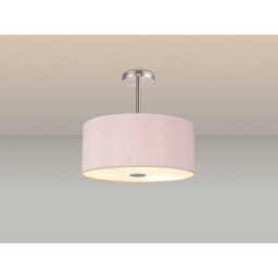 Baymont Polished Chrome 5 Light E27 Semi Flush With 40cm x 18cm Dual Faux Silk Shade, Taupe/Halo Gold - thumbnail 2