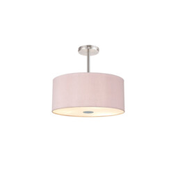 Baymont Polished Chrome 5 Light E27 Semi Flush With 40cm x 18cm Dual Faux Silk Shade, Taupe/Halo Gold