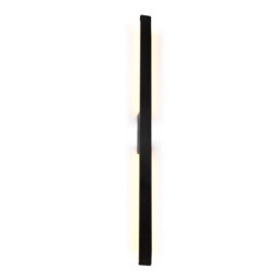 Lotus 1.4m Wall Lamp, 24W LED, 3000K, 2300lm, IP54, Black, 3yrs Warranty - thumbnail 1