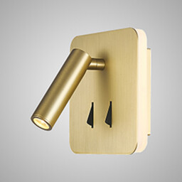 Cayman Square Wall + Reading Light, 6W + 3W LED, 3000K, 620lm Total, Individually Switched, Satin Gold, 3yrs Warranty - thumbnail 2
