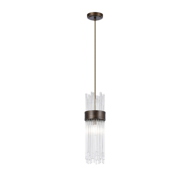 Glensfall 12.5cm Single Pendant, 1 Light E14, IP44, Bronze/Clear - image 1