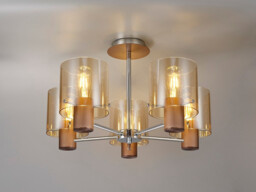 Ghent Semi Ceiling Light, 5 x E27, Mocha, Amber Glass - thumbnail 3