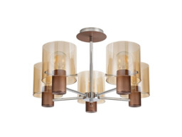 Ghent Semi Ceiling Light, 5 x E27, Mocha, Amber Glass - thumbnail 5