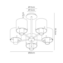 Ghent Semi Ceiling Light, 5 x E27, Mocha, Amber Glass - thumbnail 2
