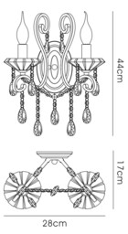 Vela Wall Lamp Switched 2 Candle Light French Gold, Crystal - thumbnail 3