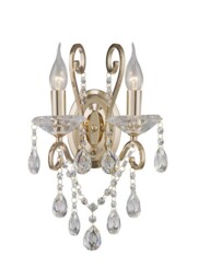 Vela Wall Lamp Switched 2 Candle Light French Gold, Crystal