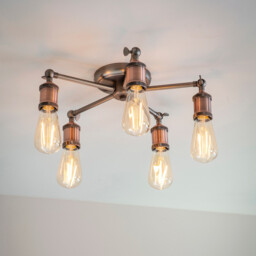 Hal 5 Light Semi flush Aged Pewter, Aged Copper Plate, E27 - thumbnail 2