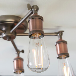 Hal 5 Light Semi flush Aged Pewter, Aged Copper Plate, E27 - thumbnail 3