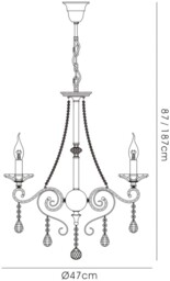 Libra Ceiling Pendant Chandelier 3 Light Antique Brass, Crystal - thumbnail 3