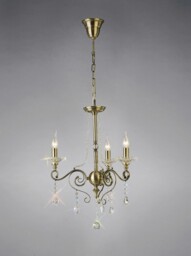 Libra Ceiling Pendant Chandelier 3 Light Antique Brass, Crystal - thumbnail 2