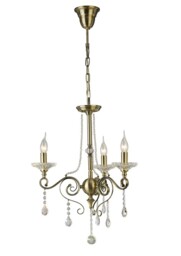 Libra Ceiling Pendant Chandelier 3 Light Antique Brass, Crystal