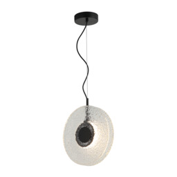 Halo 28cm Pendant Ceiling Light Black Matt -Clear Glass LED 3000K