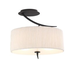 Eve Semi Flush Ceiling 2 Light E27, Anthracite with White Oval Shade - thumbnail 1
