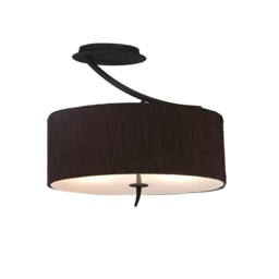Eve Semi Flush Ceiling 2 Light E27, Anthracite with White Oval Shade - thumbnail 3