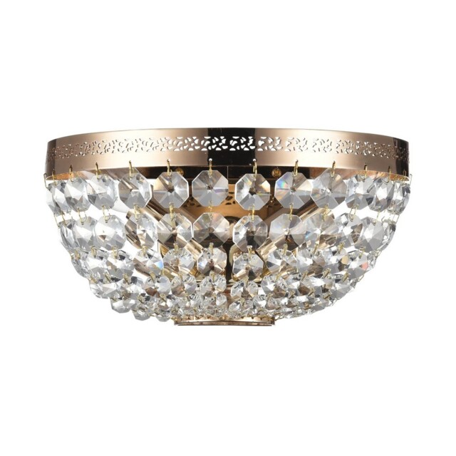 Ottilia Flush Wall Lamp Gold & Crystal, 2 Light, E14 - image 1