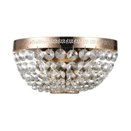 Ottilia Flush Wall Lamp Gold & Crystal, 2 Light, E14 - thumbnail 1