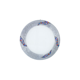 Serena Designer Glass Patterned Flush Ceiling Lamp Polished Chrome - Kiss Silver Pattern, 2x E27