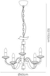 Nardini Ceiling Pendant Chandelier 5 Light Polished Chrome, Dark Brown Faux Leather, Crystal - thumbnail 3