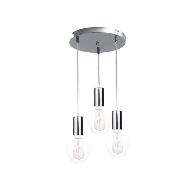 Verre Cluster Pendant Ceiling Light Silver, 30cm, 3x E27