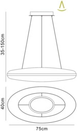 Oakley Ceiling Pendant 80W LED 3000K, 6400lm, Polished Chrome, Frosted Acrylic - thumbnail 2