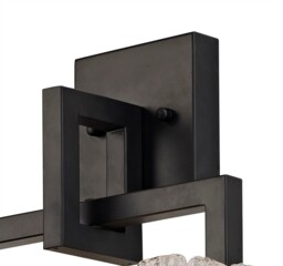 Western Wall Lamp, 2 Light E27, Matt Black, Crystal Sand Glass - thumbnail 5