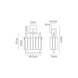 Western Wall Lamp, 2 Light E27, Matt Black, Crystal Sand Glass - thumbnail 2