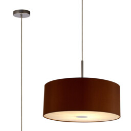 Baymont Polished Chrome E27 Single Pendant With 50cm x 20cm Dual Faux Silk Shade, Raw Cocoa/Grecian Bronze