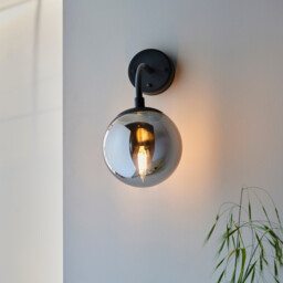 Trieste Wall Lamp Matt Black, Smoked Mirror Glass - thumbnail 3